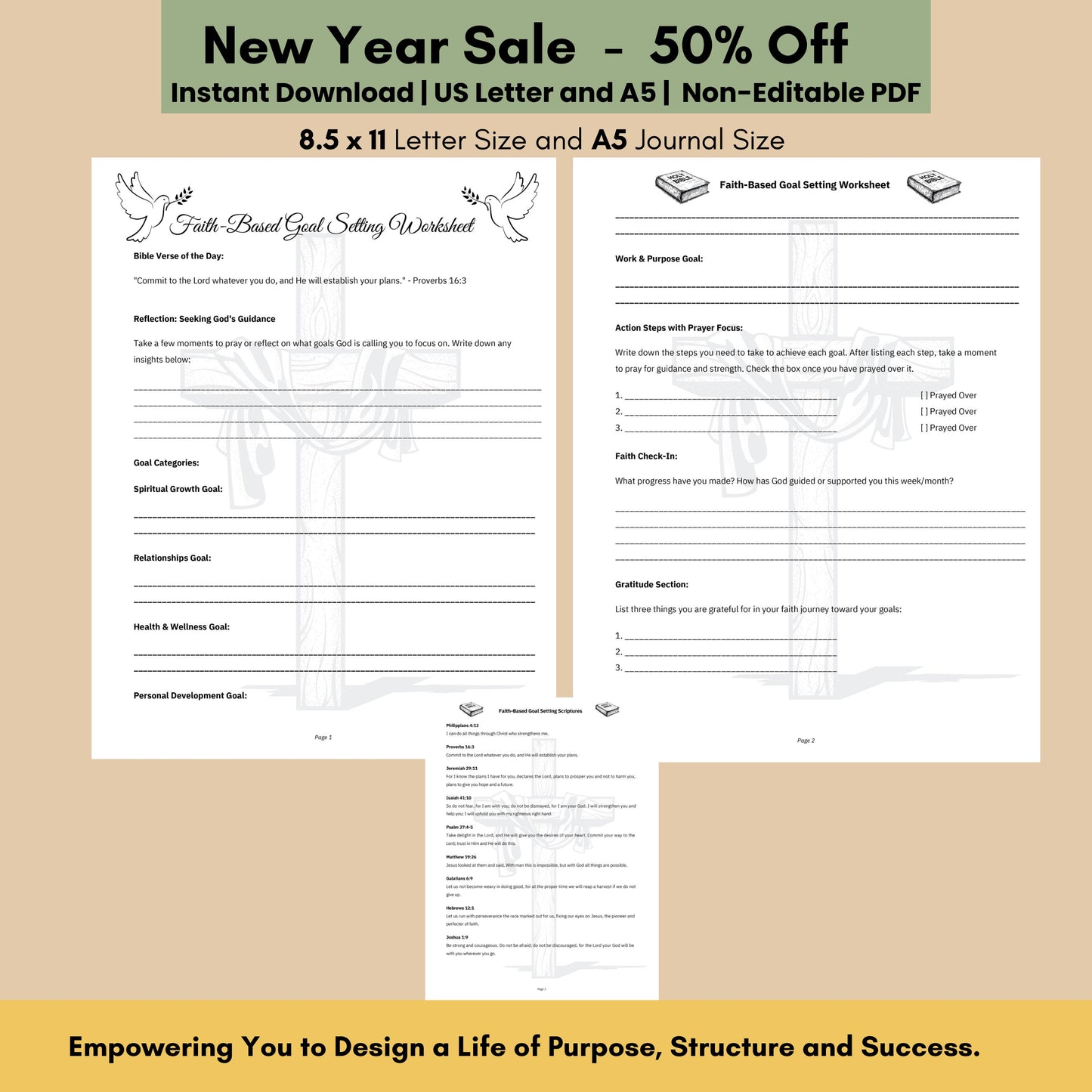 Goal Setting Worksheet Christian Smart Printable Faith Based Tracker Daily pdf principles spiritual goal examples New Year Journal 2025