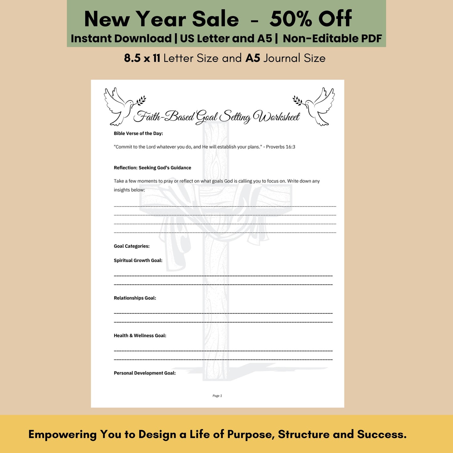 Goal Setting Worksheet Christian Smart Printable Faith Based Tracker Daily pdf principles spiritual goal examples New Year Journal 2025